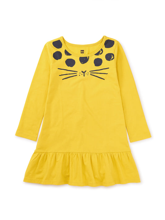 Whisker Ruffle Hem Graphic Dress