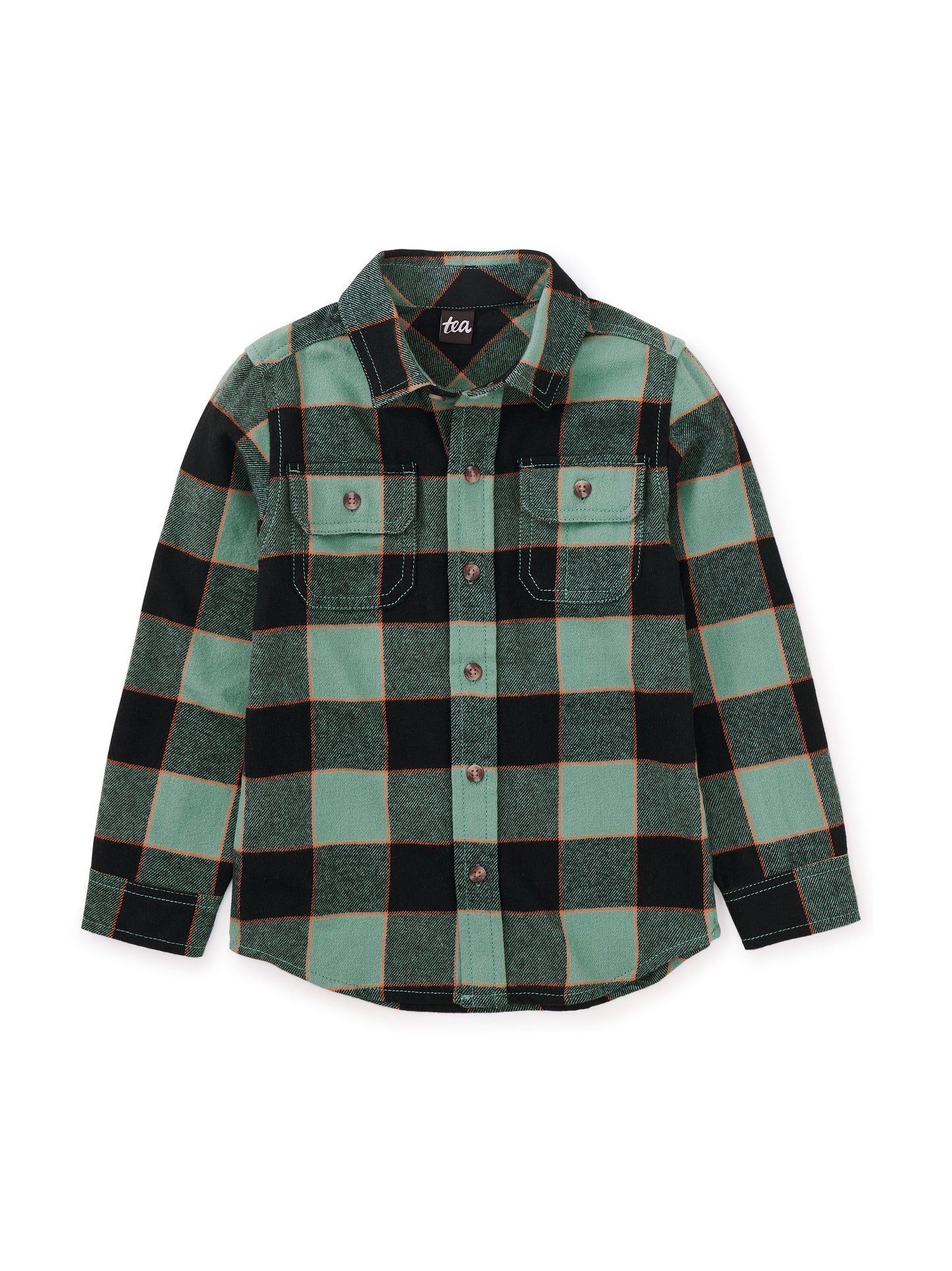 Forest Plaid Flannel Button Up Shirt