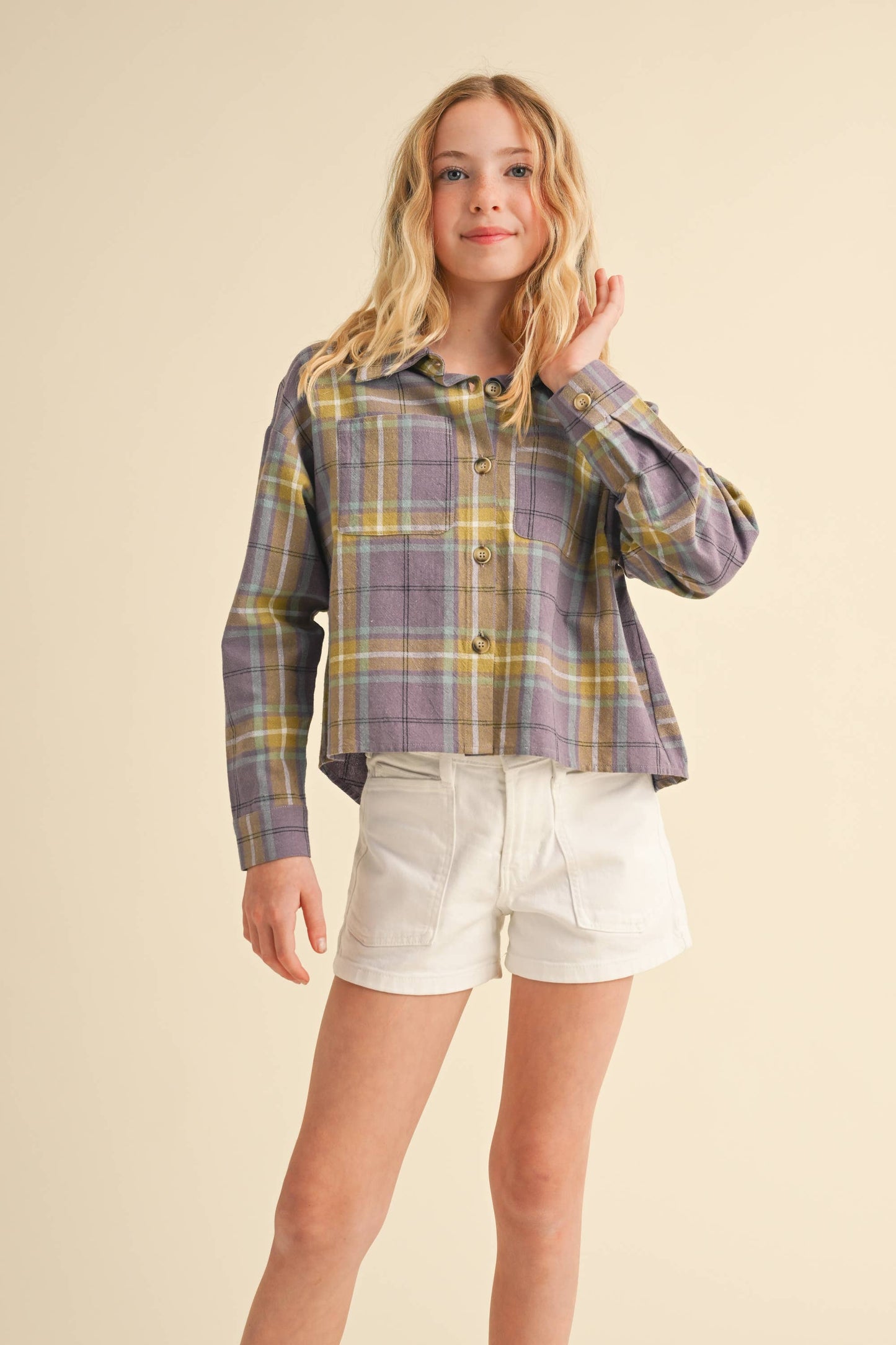 TWEEN KIDS GIRLS TWO POCKET SHORT SHIRT (7-14) (Copy)