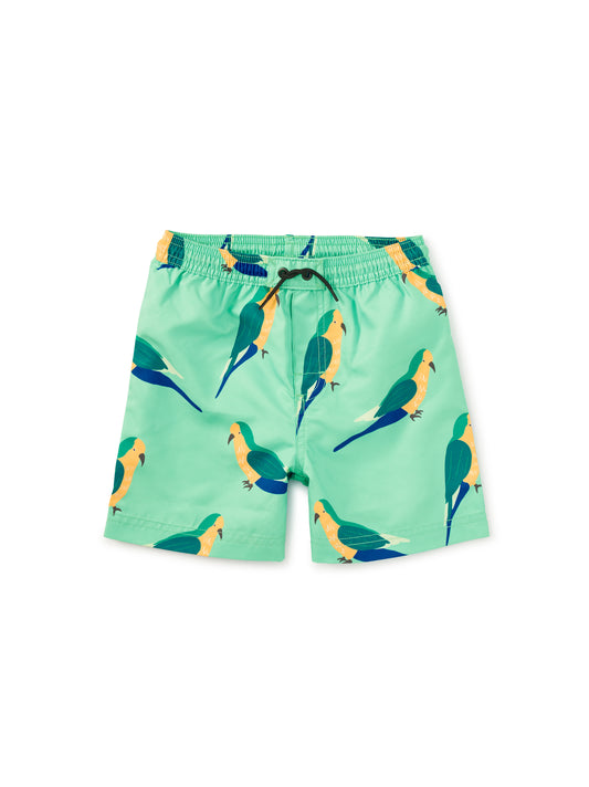 Mid-Length Swim Trunks - Monk Parakeet