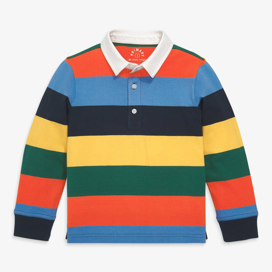 Kids long sleeve polo in rugby stripe