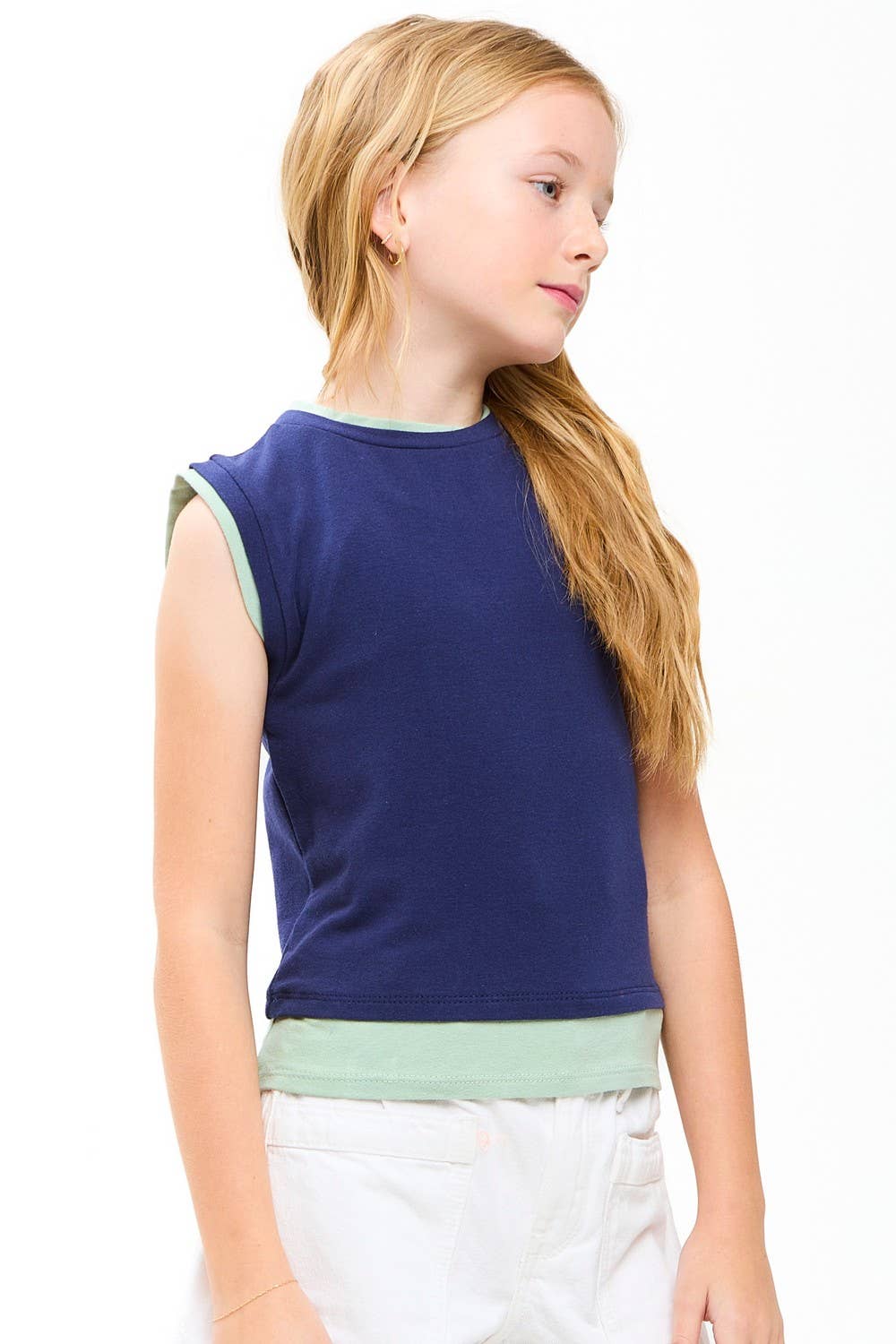 Color Blocked Sleeveless Layered Top