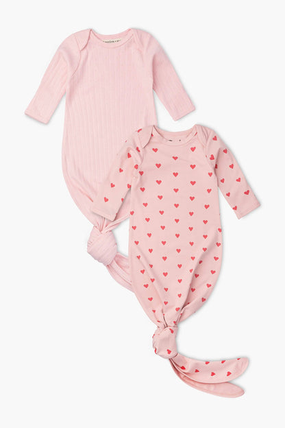 2-Pack Knot It Baby Gowns- Light Pink