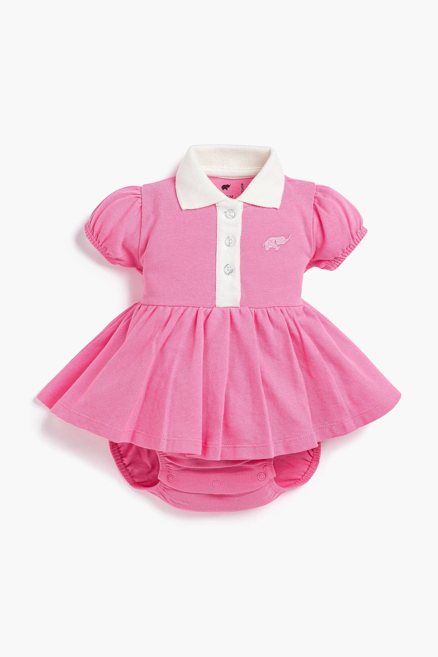 Baby Polo Dress Bodysuit- Hot Pink