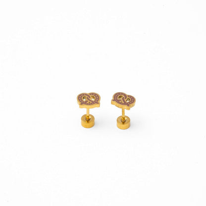 Soft Pretzel Stud Earrings - Hypoallergenic, Flat Back, Girl