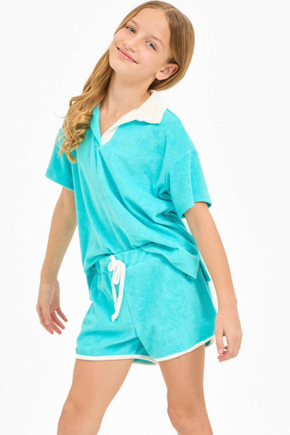 Kids Curved Hem Terry Knit Shorts