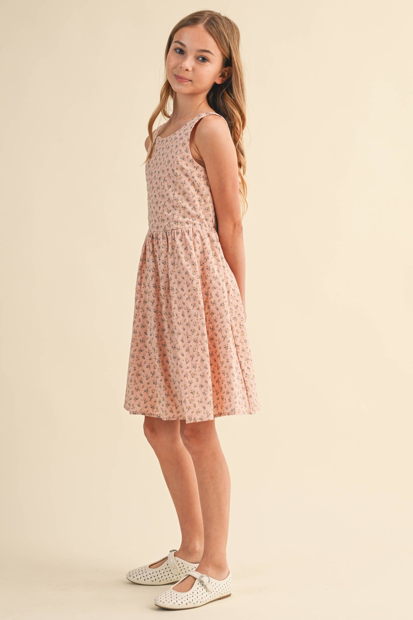 TWEEN KIDS GIRLS SLEEVELSES FIT AND FLARE SUNDRESS (7-14)