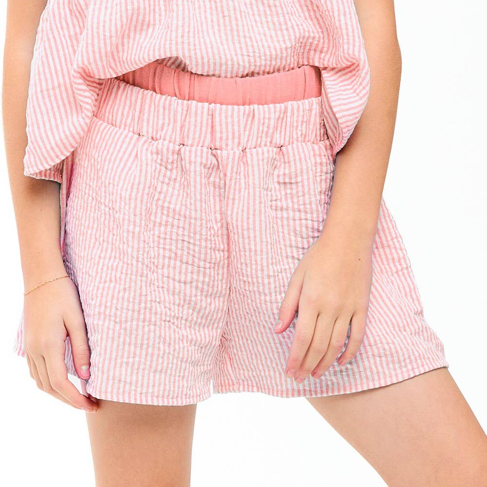 Double Waist Band Striped Gauze Shorts