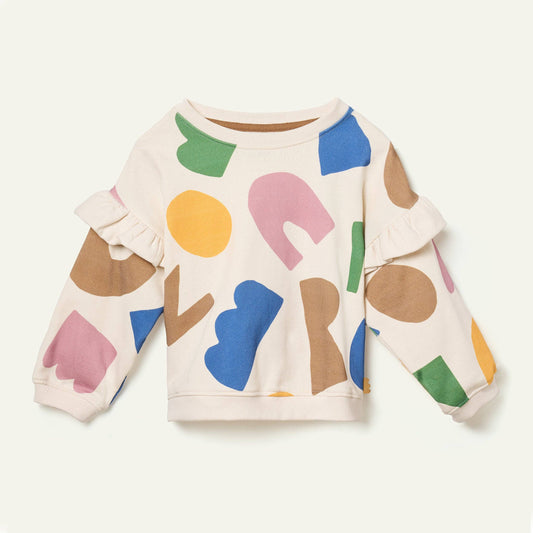 Recycled Cotton  Ruffled Sweatshirt