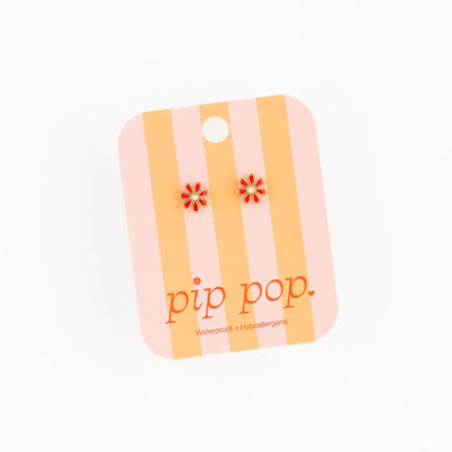 Daisy Stud Earrings - Hypoallergenic, Flat Back, Girl Gift