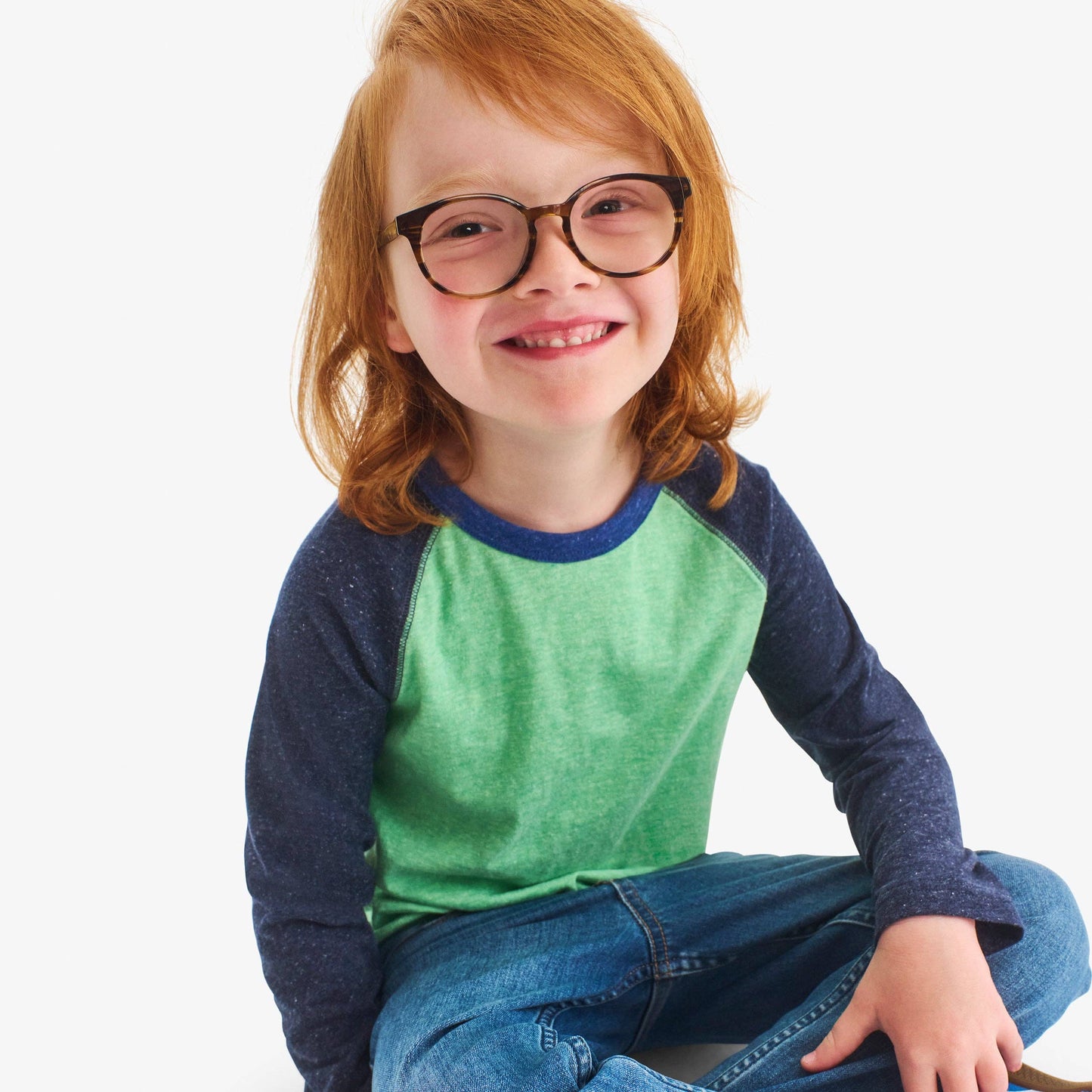 Kids heathered long sleeve baseball tee