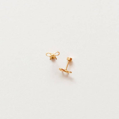 Bow Stud Earrings - Hypoallergenic, Flat Back, Girl Gift