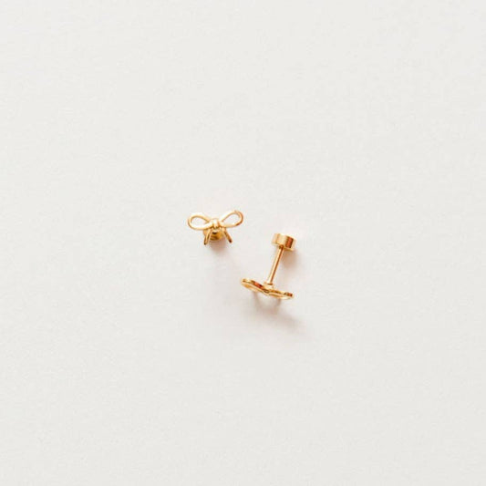 Bow Stud Earrings - Hypoallergenic, Flat Back, Girl Gift