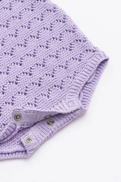 Baby Easter Pointelle Knit Bubble Bodysuit- Pastel Lilac