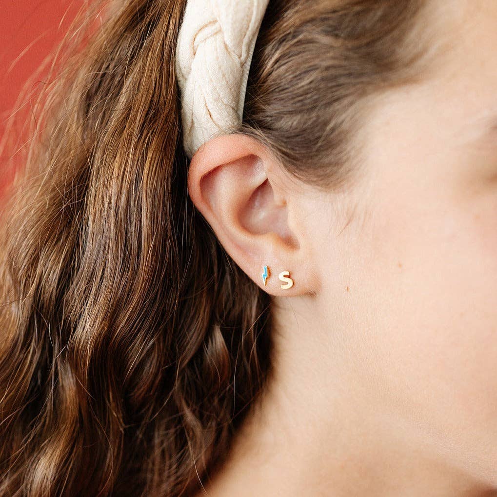Bolt Stud Earrings - Hypoallergenic, Flat Back, Girl Gift