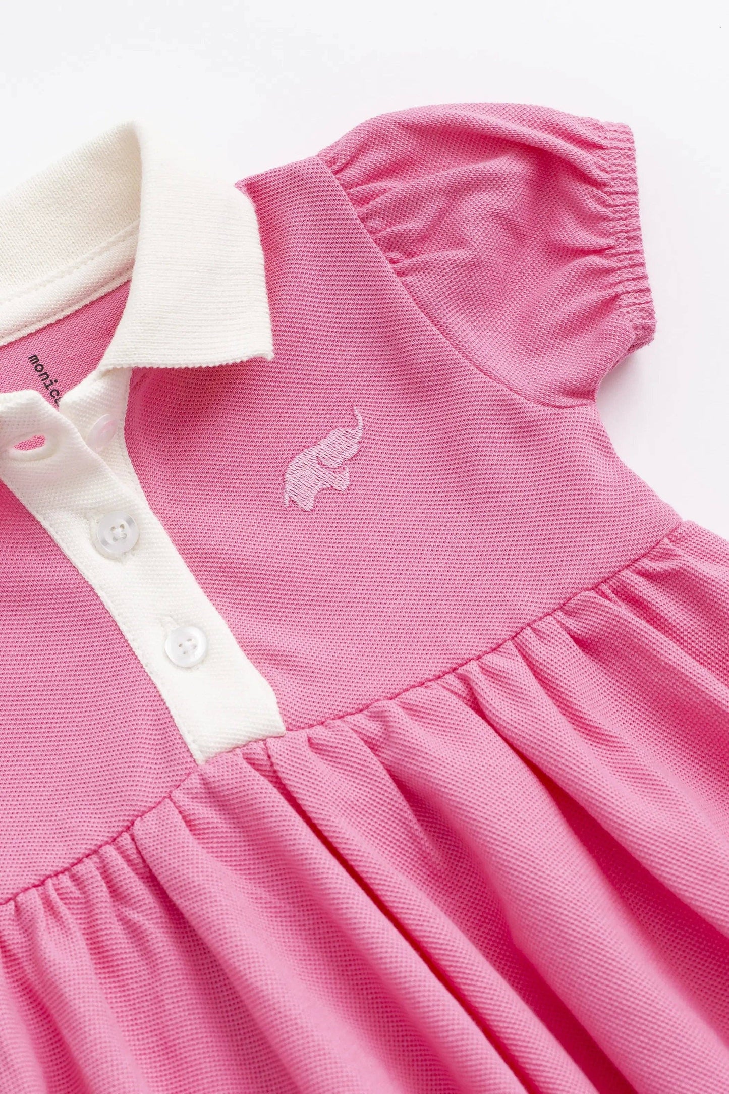 Baby Polo Dress Bodysuit- Hot Pink