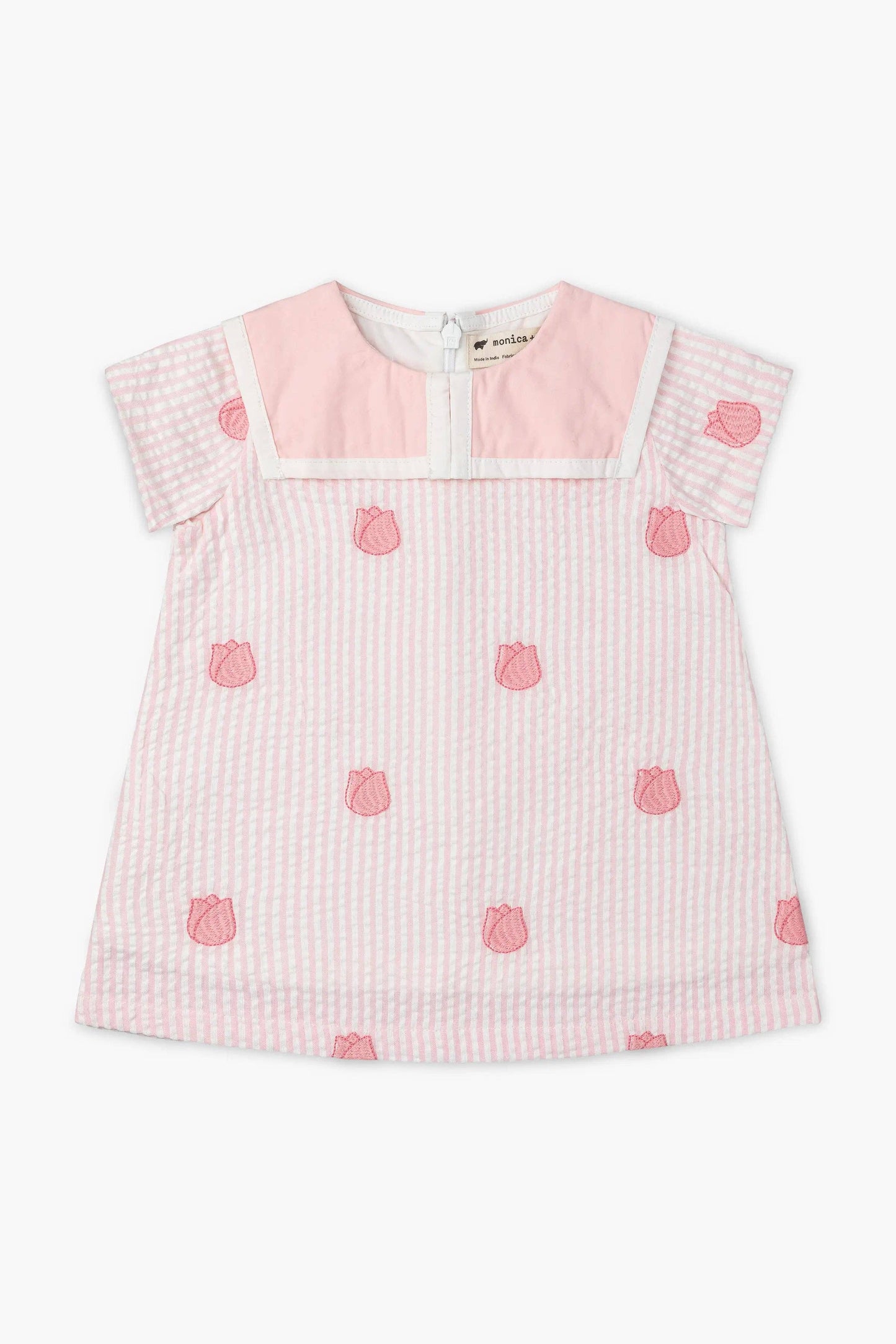 Easter Sailor Collar Dress-Embroidered Tulips
