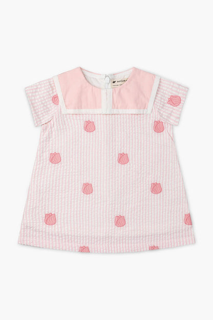 Easter Sailor Collar Dress-Embroidered Tulips