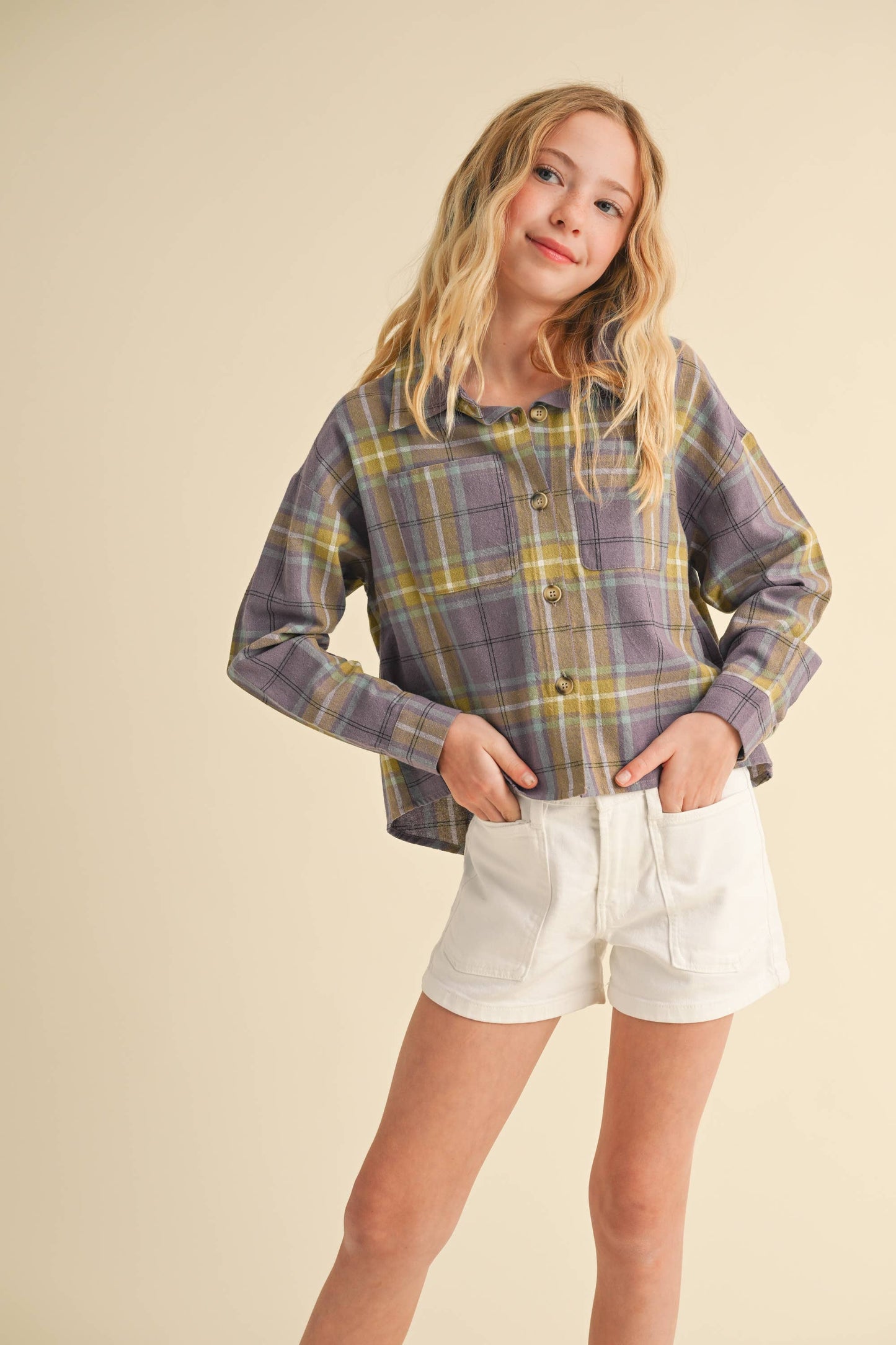 TWEEN KIDS GIRLS TWO POCKET SHORT SHIRT (7-14) (Copy)