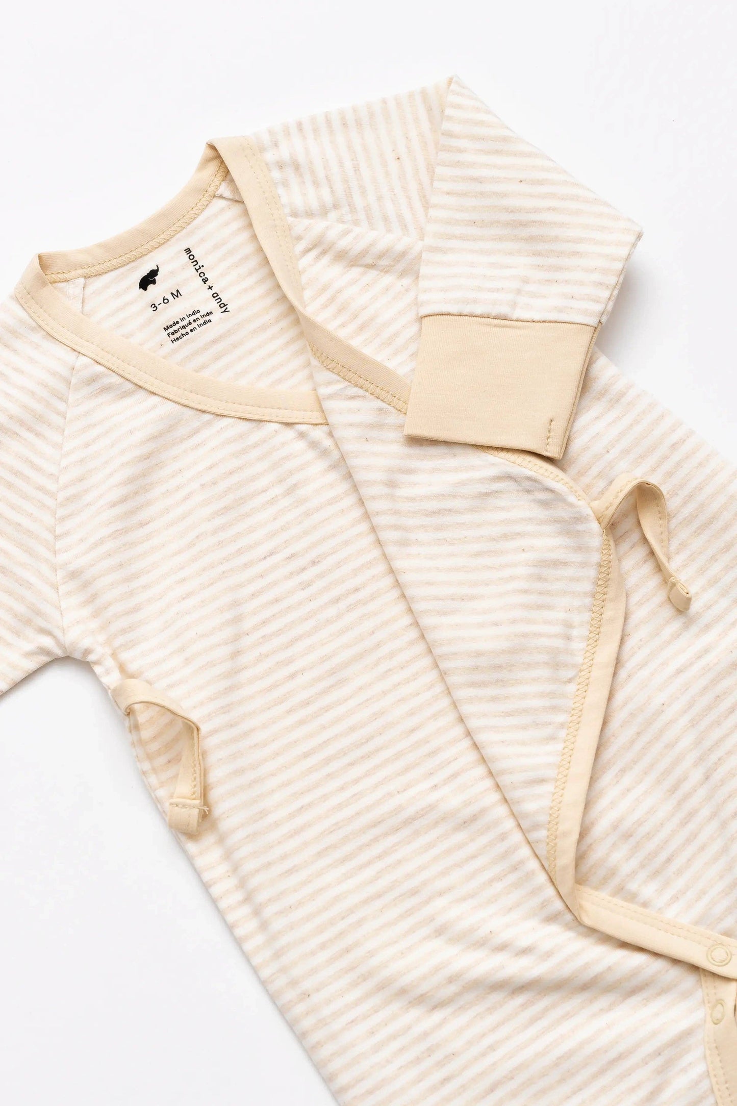 Kimono Tie One Piece- Cream Heather French Stripe