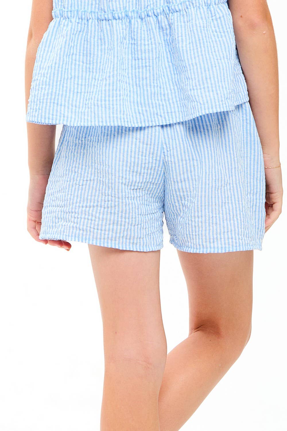 Double Waist Band Striped Gauze Shorts