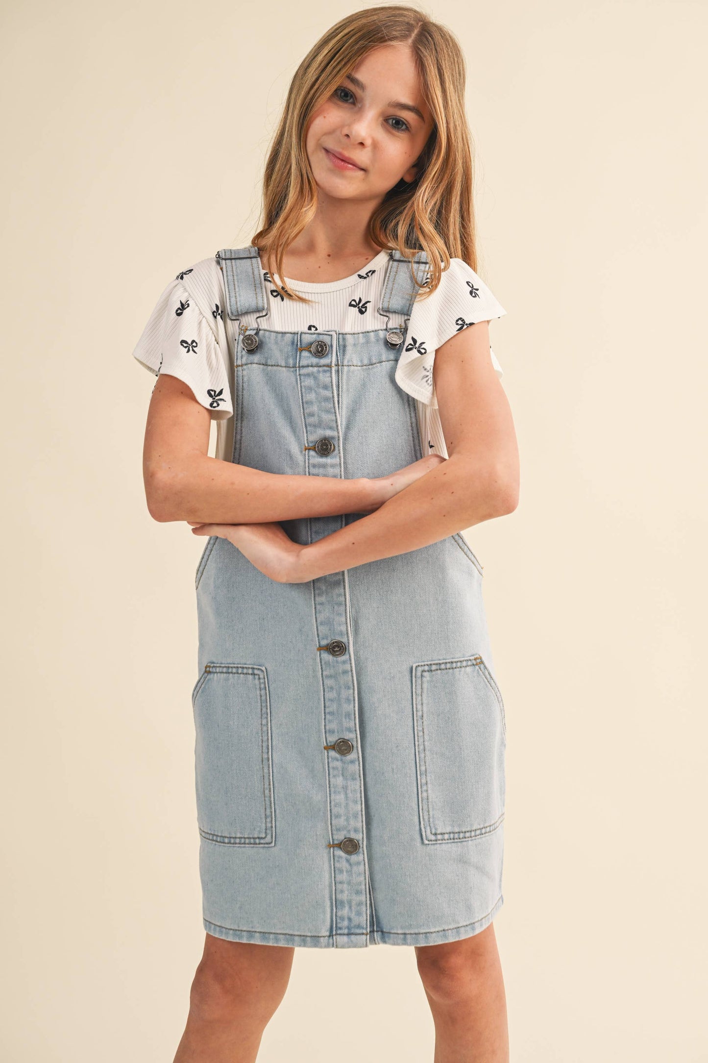 TWEEN KIDS GIRLS DENIM OVERALL DRESS (7-12)