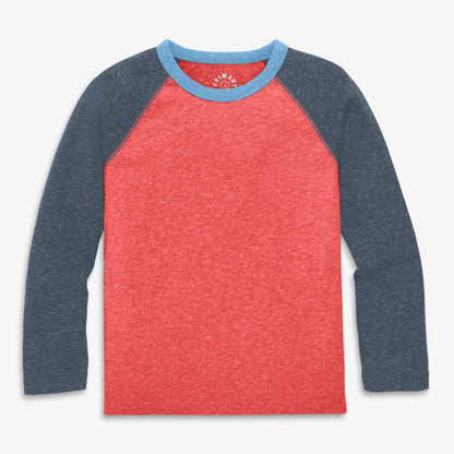Kids heathered long sleeve baseball tee