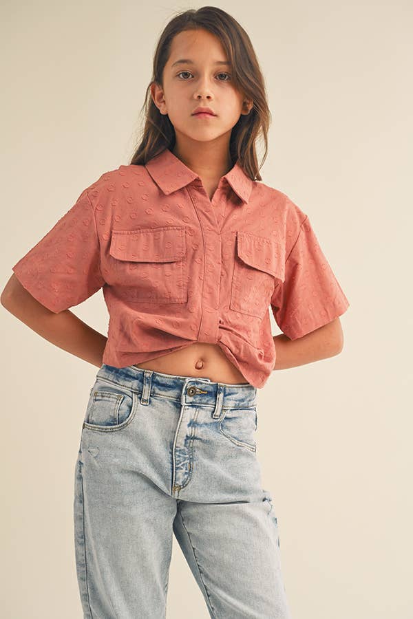 TWEEN GIRLS KIDS DROP SHOULDER S/S TOP KT2413 (7-14 S-L)