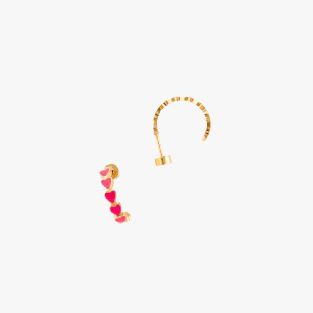 Neon Heart Huggie Stud Earrings - Hypoallergenic, Flat Back