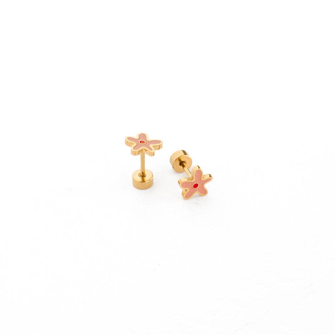 Wildflower Stud Earrings - Hypoallergenic, Flat Back, Girl