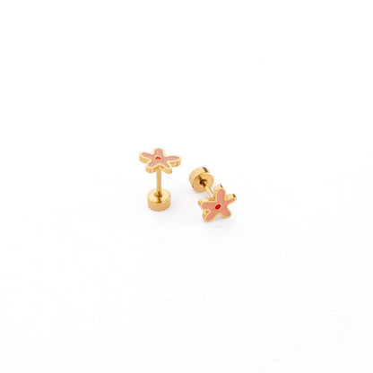 Wildflower Stud Earrings - Hypoallergenic, Flat Back, Girl