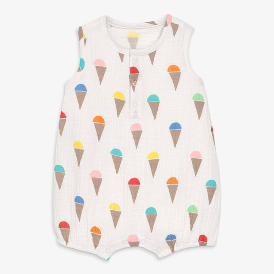 Baby cotton gauze bubble shortie in rainbow scoops 