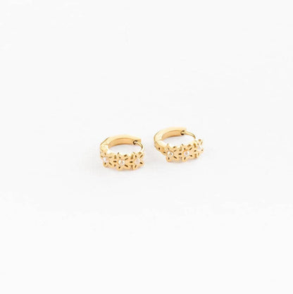 Daisy Hoop Earrings - Hypoallergenic, Flat Back, Girl Gift