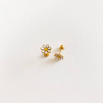 Daisy Stud Earrings - Hypoallergenic, Flat Back, Girl Gift