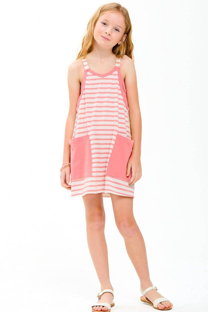 Striped mini dress with inner romper