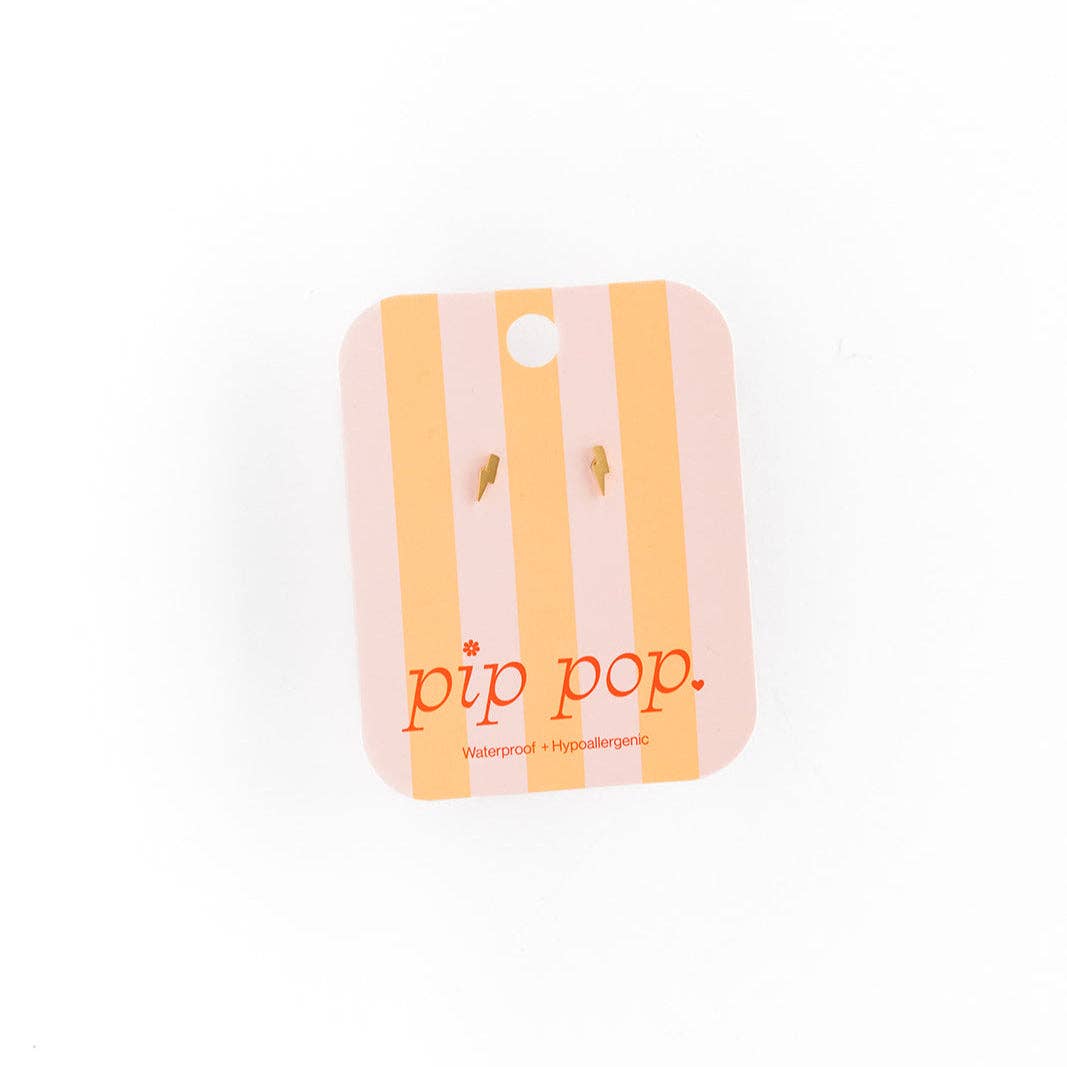 Bolt Stud Earrings - Hypoallergenic, Flat Back, Girl Gift