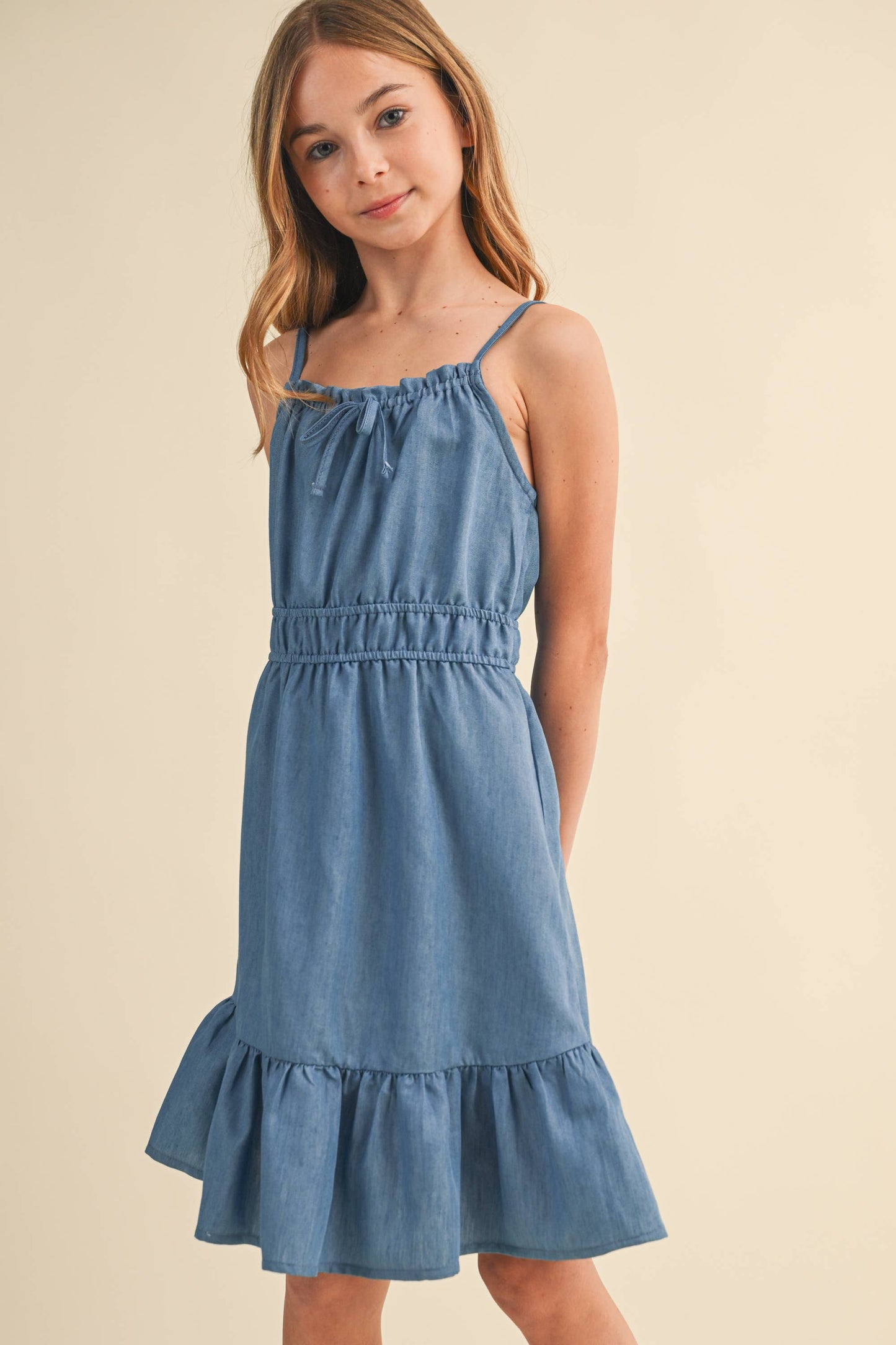 TWEEN KIDS GIRLS FLOUNCE DENIM DRESS (7-14)