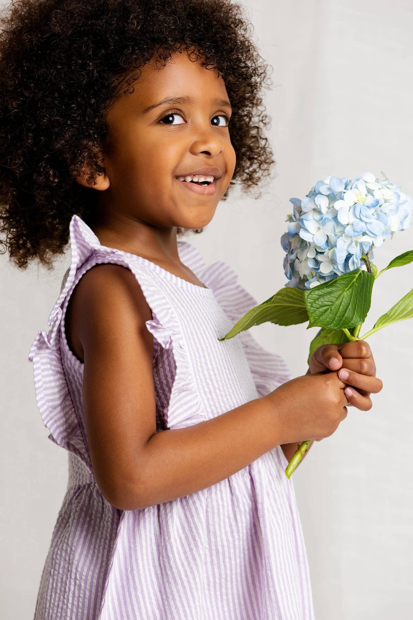 Easter Girls Garden Party Dress- Pastel Lilac Seersucker