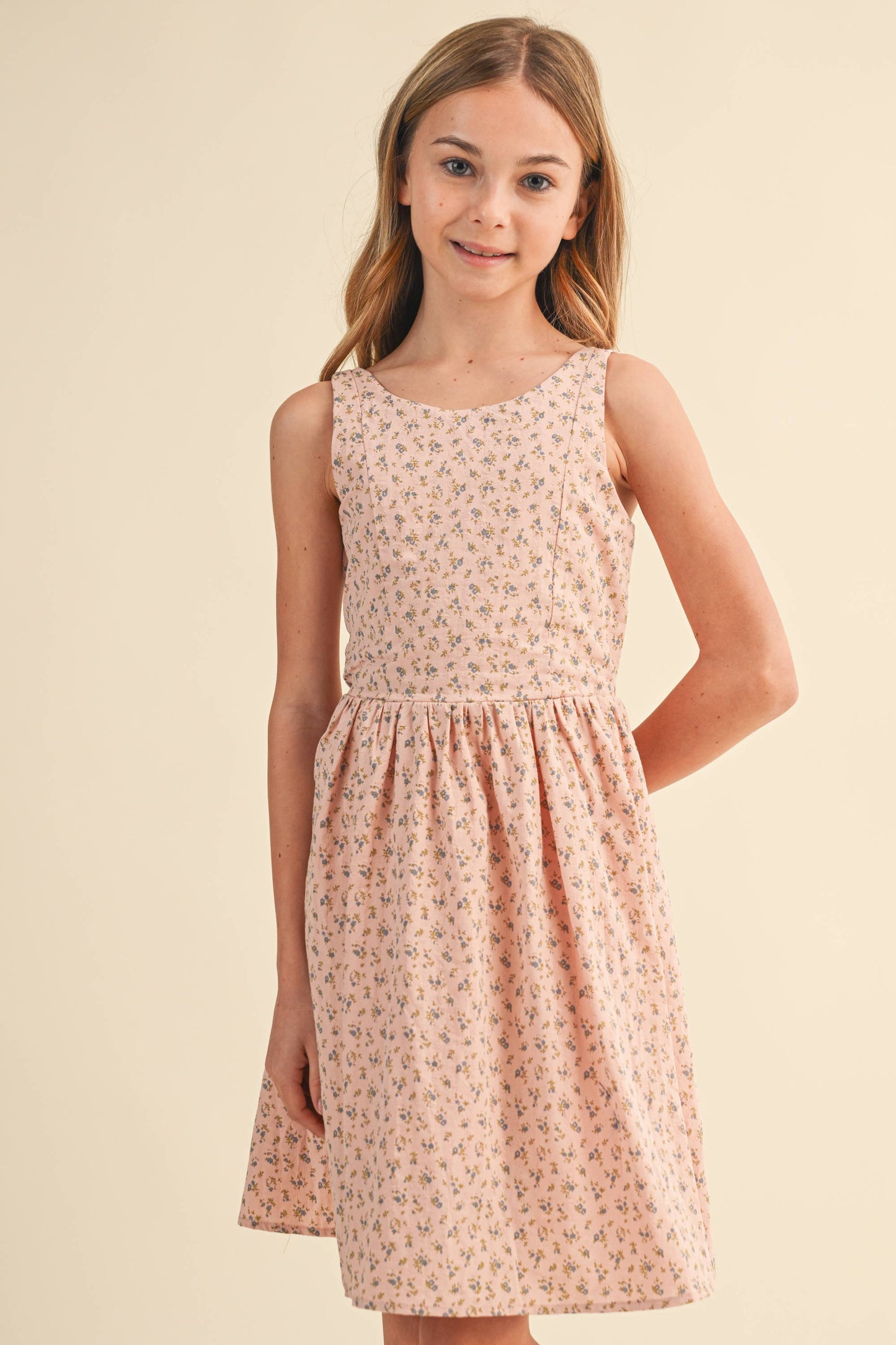 TWEEN KIDS GIRLS SLEEVELSES FIT AND FLARE SUNDRESS (7-14)