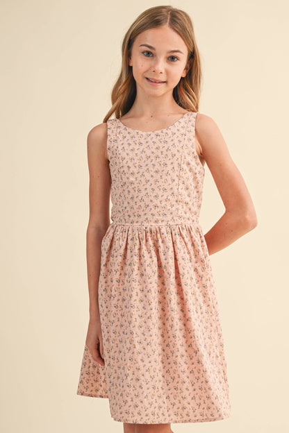 TWEEN KIDS GIRLS SLEEVELSES FIT AND FLARE SUNDRESS (7-14)