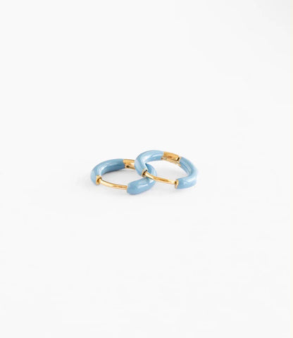 Enamel Hoop Earrings - Hypoallergenic, Flat Back, Girl Gift