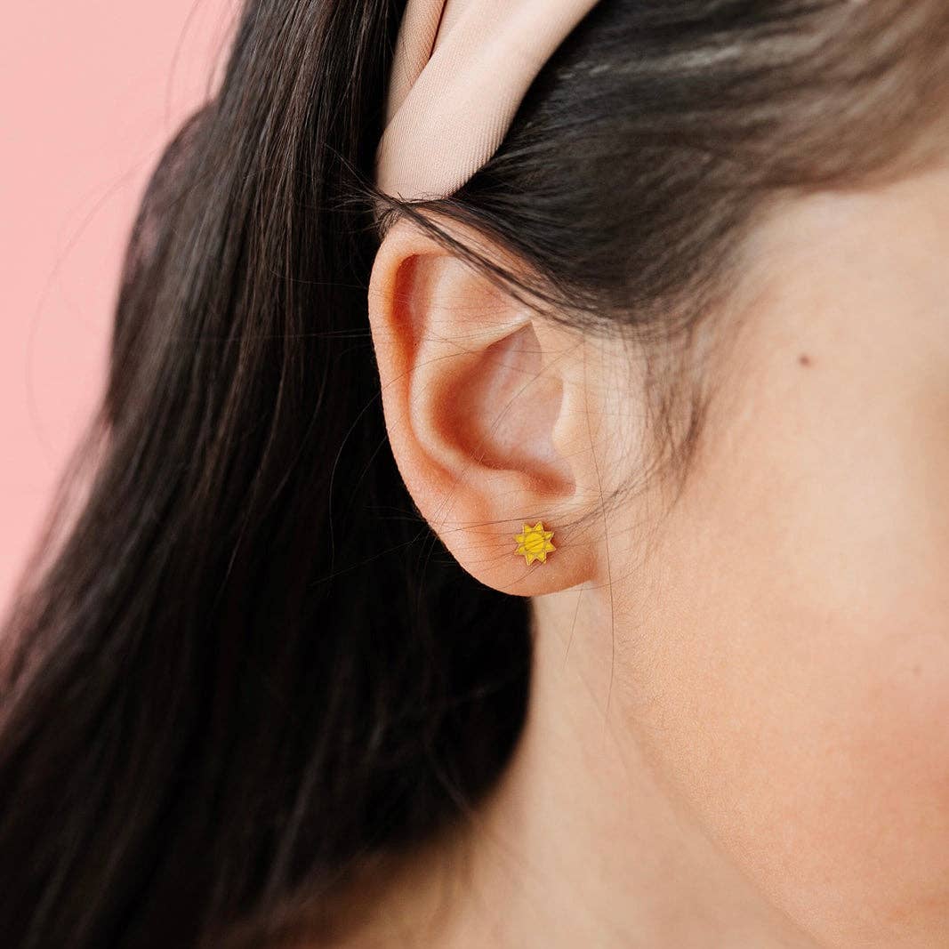 Sunshine Stud Earring - Hypoallergenic, Flat Back, Girl Gift