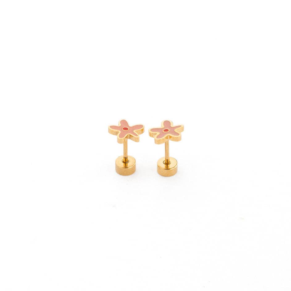 Wildflower Stud Earrings - Hypoallergenic, Flat Back, Girl