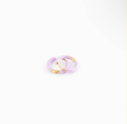 Enamel Hoop Earrings - Hypoallergenic, Flat Back, Girl Gift