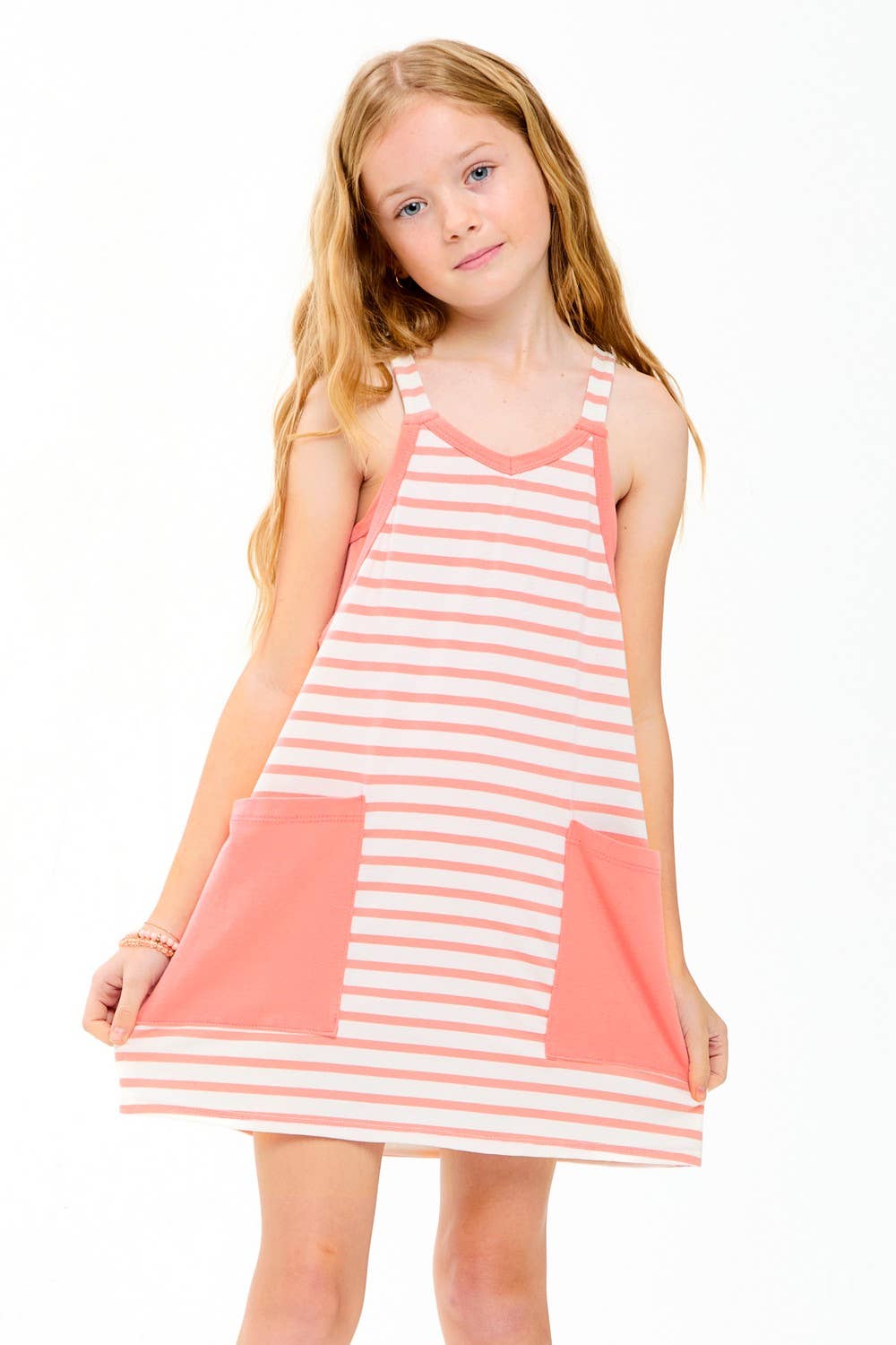 Striped mini dress with inner romper