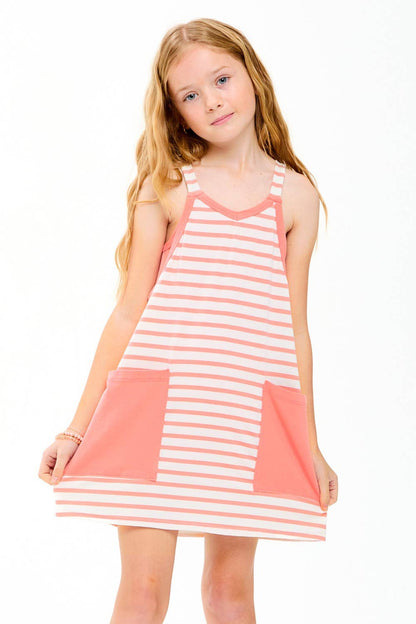Striped mini dress with inner romper