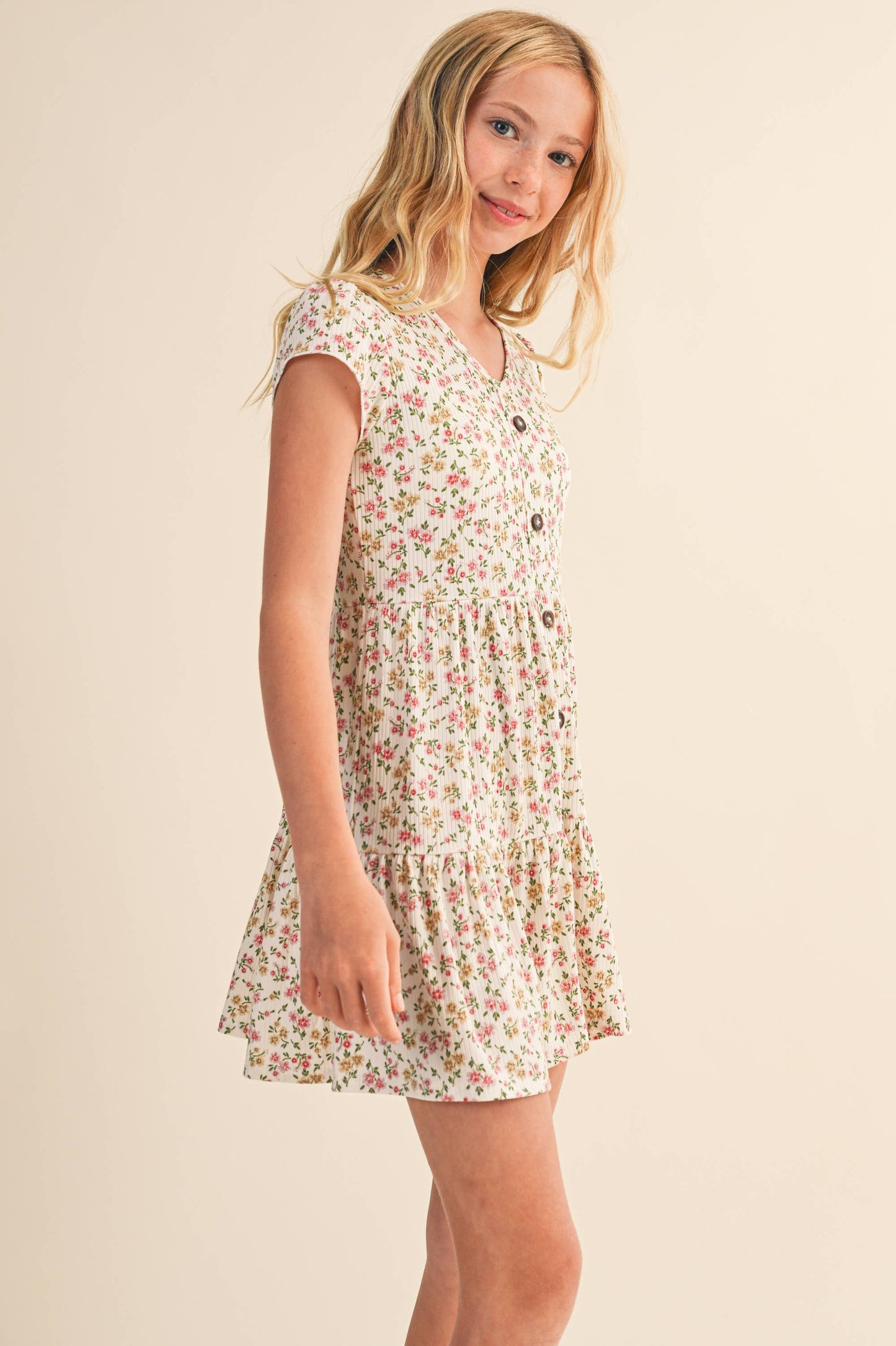 BUTTON DOWN TIERED DRESS