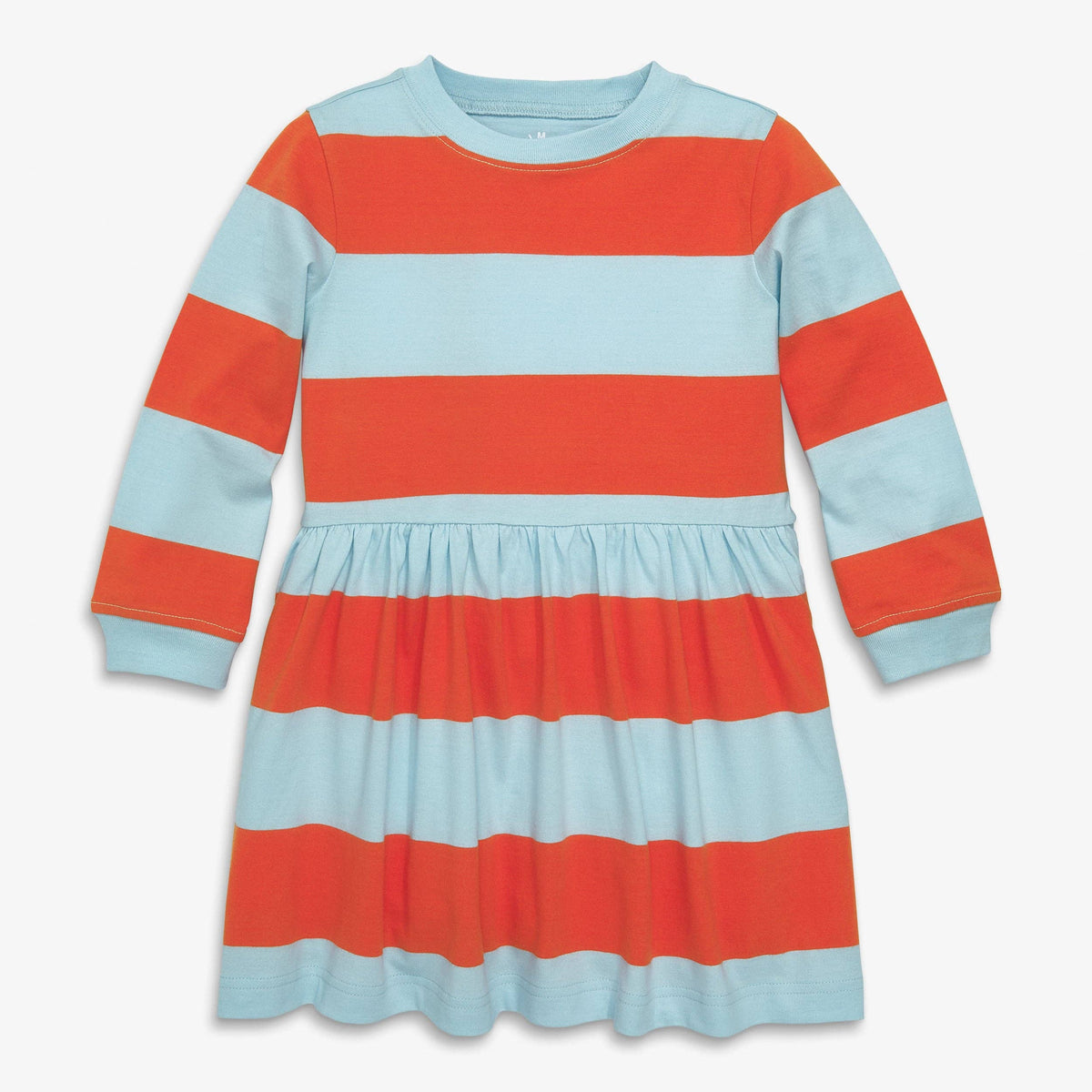 Kids long sleeve easy dress in stripe: Pumpkin-sky-stripe / In stock / 3