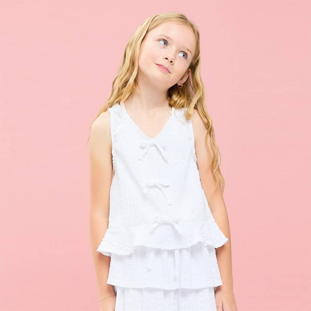 Embroidered Eyelet Ruffled Vest