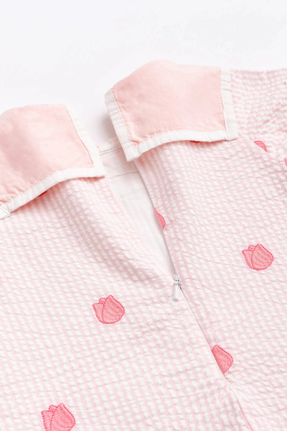 Easter Sailor Collar Dress-Embroidered Tulips